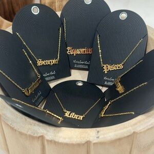 Stainless Steel Old English Pendant Necklace Horoscopes Discount on Shipping